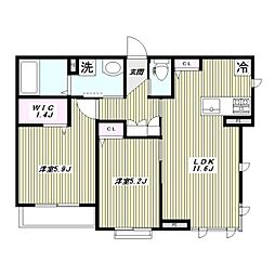 クラインガルテンI 1階2LDKの間取り