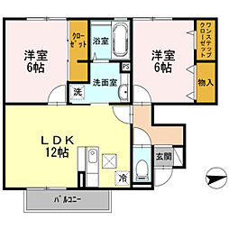 ハイツ東野 2LDKの間取図画像