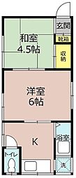 ひよどり住宅 2Kの間取図画像