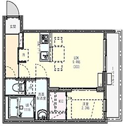 リディアコート南流山I 3階1LDKの間取り