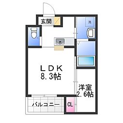 エヌエム・キャトフ・ヴァン・ディズヌフ 1LDKの間取図画像