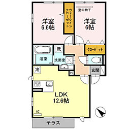 ラテイルメイキラ 2LDKの間取図画像