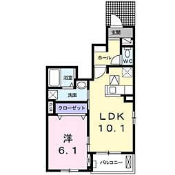 リヴェール弐番館 1階1LDKの間取り