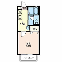 ヒルトップ 1Kの間取図画像