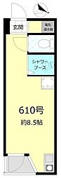赤坂キャステール 6階ワンルームの間取り