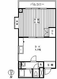 関マンション 4階1DKの間取り