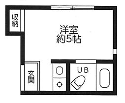 カーサ西馬込 2階ワンルームの間取り
