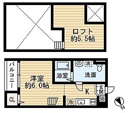 ラ・シャンス 2階1Kの間取り