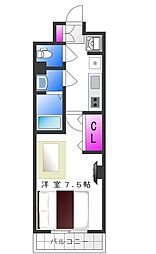 Luxe今里2 1Kの間取図画像