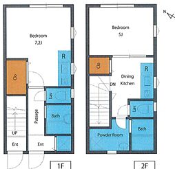 R-SIX 2階1Kの間取り
