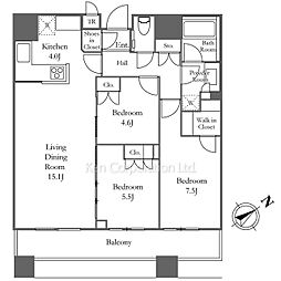 目黒第一マンションズ 13階3LDKの間取り
