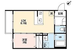 robot home 北柏 3階1LDKの間取り