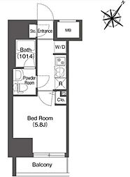 スタイリオフィット溝の口 4階1Kの間取り