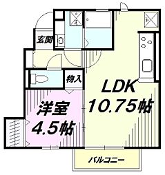 ストーク北野 1階1LDKの間取り