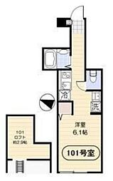カウニスコティ 1階ワンルームの間取り