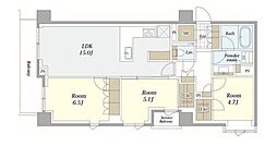 東急田園都市線 池尻大橋駅 徒歩9分の賃貸マンション 5階3LDKの間取り