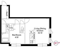 グランパセオ自由が丘奥沢II 1LDKの間取図画像