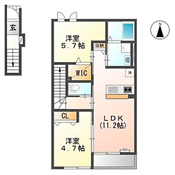 felice 2階2LDKの間取り