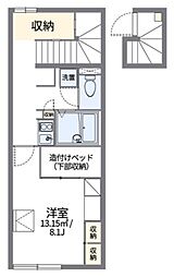 レオパレスカズ 1Kの間取図画像