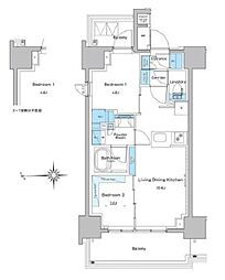 ルフォンプログレ門前仲町プレミア 7階2LDKの間取り