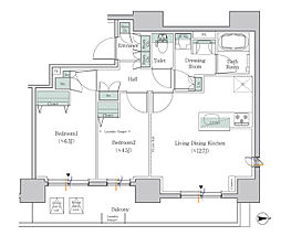 ワンルーフレジデンス板橋大山 1104 11階2LDKの間取り