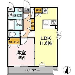 YKレジデンス赤羽西 1LDKの間取図画像