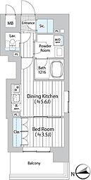 リブガーデン吾妻橋 1DKの間取図画像