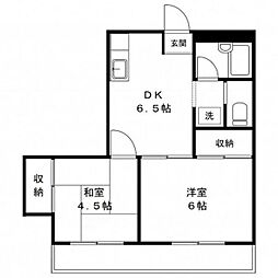 サンパールハイツ 3階2DKの間取り