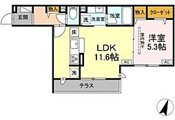 海老名市東柏ケ谷1丁目アパート 1LDKの間取図画像