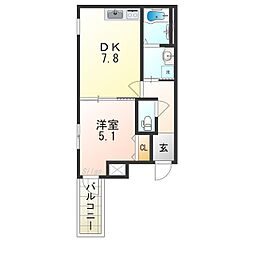 近鉄南大阪線 今川駅 徒歩8分の賃貸アパート 2階1DKの間取り