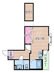 カルムカガワ2 ワンルームの間取図画像