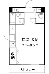 ブルーローズガーデン 3階ワンルームの間取り