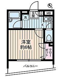 CrescentMOTONES 1Kの間取図画像