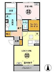 ヴェルデA 1LDKの間取図画像