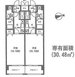 コモン西葛西 4階1Kの間取り