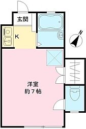 京王線 高幡不動駅 徒歩15分の賃貸アパート 1階ワンルームの間取り