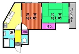 メゾン由紀 2Kの間取図画像