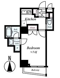 ザ・プレミアムスイート新宿下落合 3階1Kの間取り