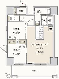 プライマル月島 9階2LDKの間取り