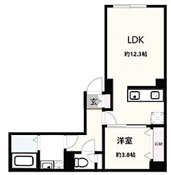 CREAL 新富町 5階1LDKの間取り