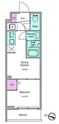 ドゥーエ梅屋敷 1DKの間取図画像
