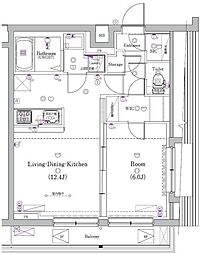ガリシア矢口渡 6階1LDKの間取り