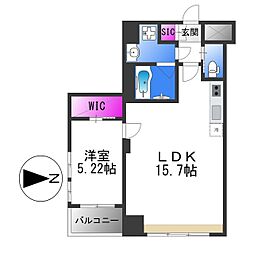 プレジオ長田 5階1LDKの間取り