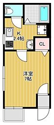 リーヴェルポート川崎塚越 2階1Kの間取り
