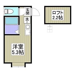 パンシオン南林間B ワンルームの間取図画像