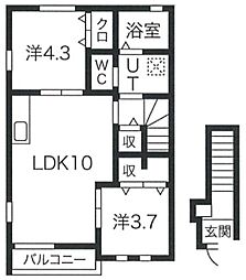 シャルマン 2LDKの間取図画像