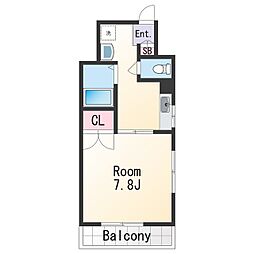 ヤマイチプラザ吹上 2階1Kの間取り