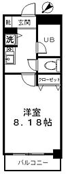 フェリチータ渡辺通り 1Kの間取図画像
