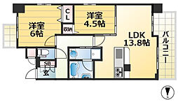 サムティグランツ神戸 9階2LDKの間取り