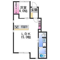 カーサ・ビアンコ 1階1LDKの間取り